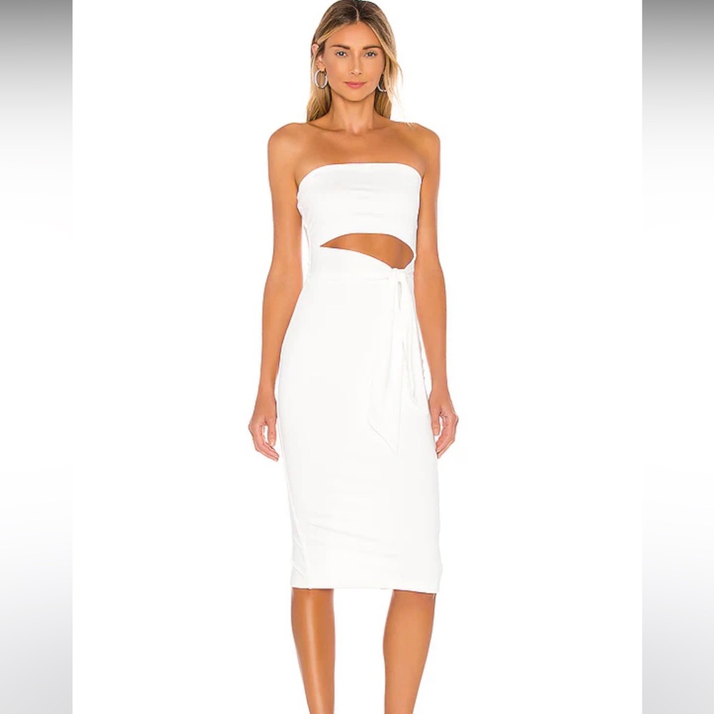 Revolve Superdown Sheyla Tube Midi Dress in White, Size S